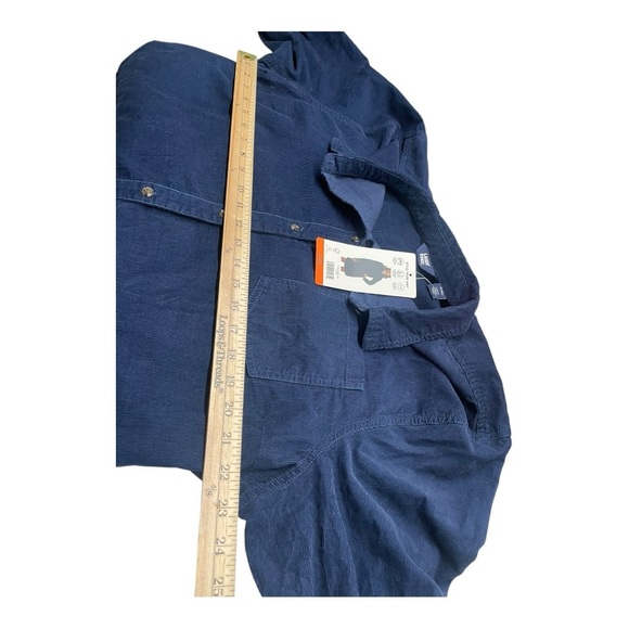 LANDS' END Blue Button Front Belted Long Roll Tab Sleeve Corduroy Dress Sz: XXL - Picture 9 of 14